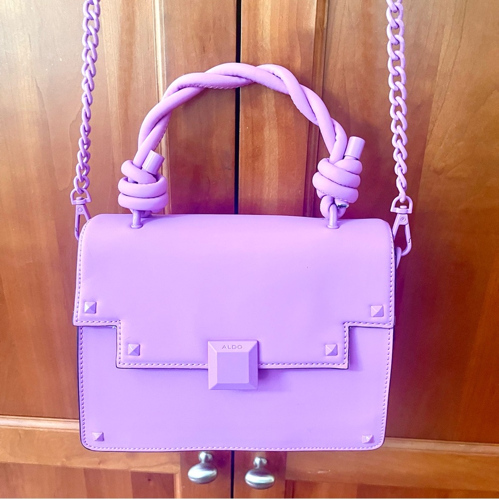 Convertible Satchel Crossbody Purse Bag In Lavender Color - Picture 8 of 9